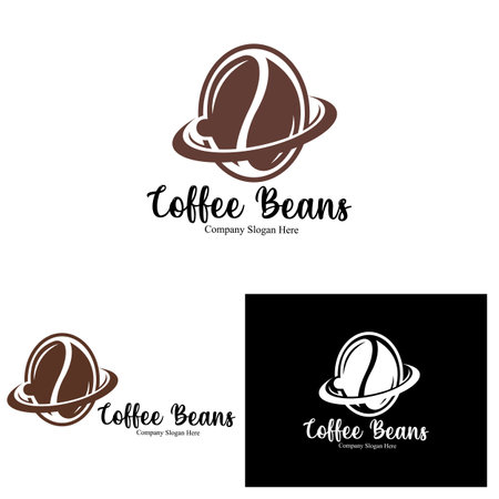 coffee bean drink logo design in brown color vector illustrationのイラスト素材