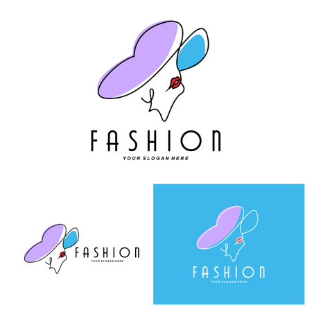 Women's Hat Logo Design Illustration Fashion beauty accessories, and product brand careのイラスト素材