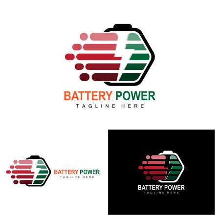 Battery Logo Design, Technology Charging Illustration, Company Brand Vectorのイラスト素材