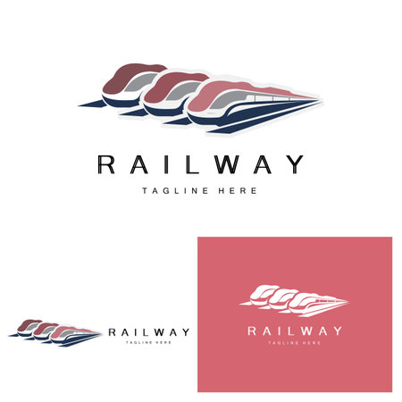 Train Logo Design. Fast Train Track Vector, Fast Transport Vehicle Illustration, Design Fit Locomotive Railroad Company Land Transportation And Fast Deliveryのイラスト素材