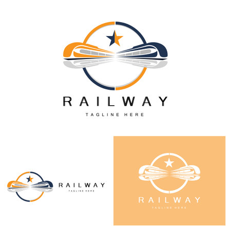 Train Logo Design. Fast Train Track Vector, Fast Transport Vehicle Illustration, Design Fit Locomotive Railroad Company Land Transportation And Fast Deliveryのイラスト素材