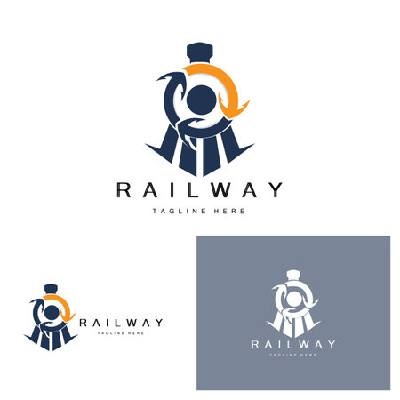 Train Logo Design. Fast Train Track Vector, Fast Transport Vehicle Illustration, Design Fit Locomotive Railroad Company Land Transportation And Fast Deliveryのイラスト素材