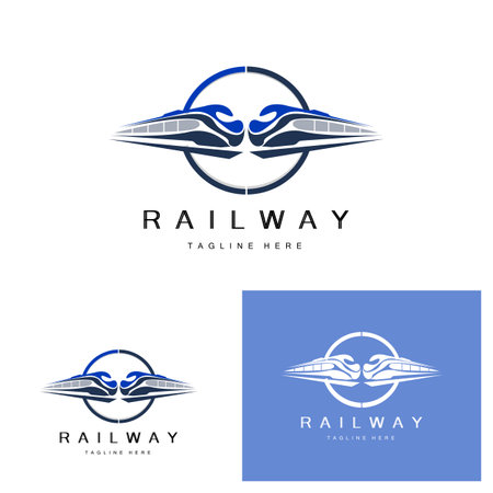 Train Logo Design. Fast Train Track Vector, Fast Transport Vehicle Illustration, Design Fit Locomotive Railroad Company Land Transportation And Fast Deliveryのイラスト素材