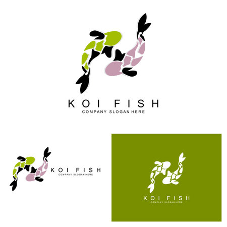 Koi Fish Logo Design, Ornamental Fish Vector, Aquarium Ornament Illustration Brand productのイラスト素材
