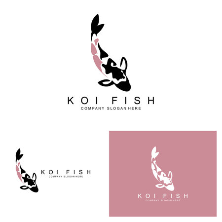 Koi Fish Logo Design, Ornamental Fish Vector, Aquarium Ornament Illustration Brand productのイラスト素材