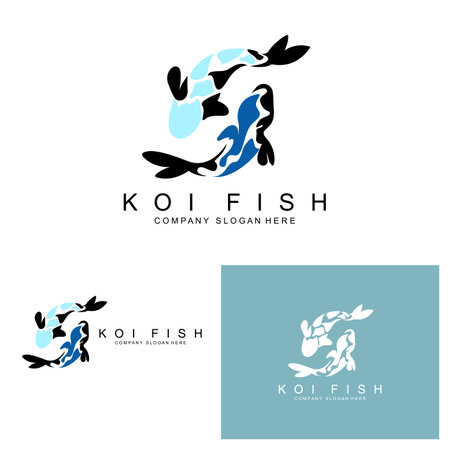 Koi Fish Logo Design, Ornamental Fish Vector, Aquarium Ornament Illustration Brand productのイラスト素材