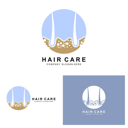 Hair Care Logo, Scalp Layer Design, Health Salon Brand Illustrationのイラスト素材