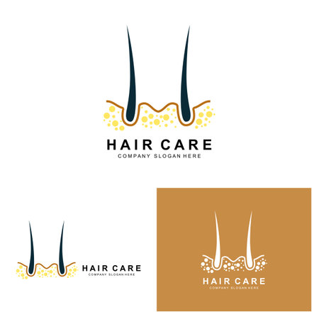 Hair Care Logo, Scalp Layer Design, Health Salon Brand Illustrationのイラスト素材