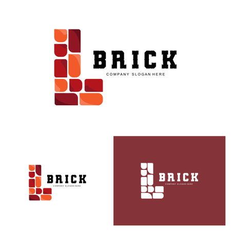 Bricks Logo Design, Material Stone Illustration Vector, Building Construction Iconのイラスト素材