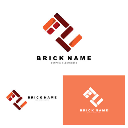 Bricks Logo Design, Material Stone Illustration Vector, Building Construction Iconのイラスト素材