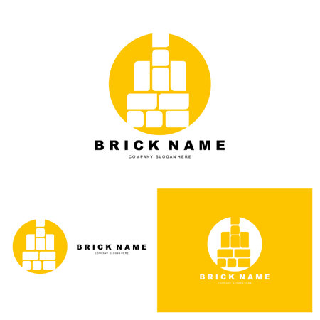 Bricks Logo Design, Material Stone Illustration Vector, Building Construction Iconのイラスト素材