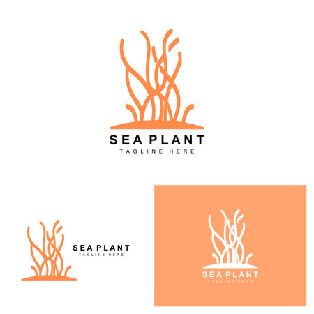 Seaweed Logo, Sea Plants Vector Design, Grocery And Nature Protectionのイラスト素材