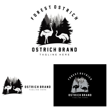Ostrich Logo Design, Desert Animal Illustration, Living In The Forest, Vector Camel Brand Productのイラスト素材