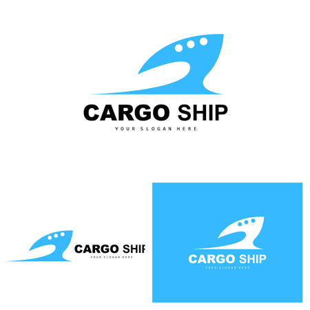 Cargo Ship Logo, Fast Cargo Ship Vector, Sailboat, Design For Ship Manufacturing Company, Waterway Sailing, Marine Vehicles, Transport, Logisticsのイラスト素材
