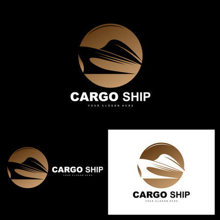 Cargo Ship Logo, Fast Cargo Ship Vector, Sailboat, Design For Ship Manufacturing Company, Waterway Sailing, Marine Vehicles, Transport, Logisticsのイラスト素材