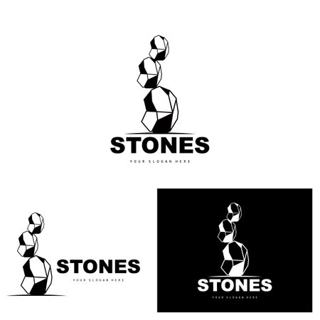 Stone Logo, Vector Stone Modern With Geometry Line Style, Design For Aesthetic Decoration, Brand Modern Product, Simple Icon Abstract Aesthetic Geometry Lineのイラスト素材