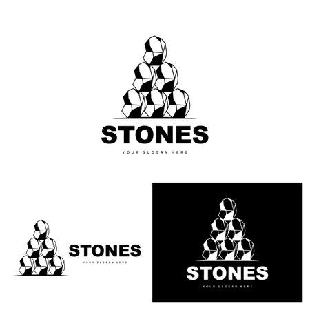 Stone Logo, Vector Stone Modern With Geometry Line Style, Design For Aesthetic Decoration, Brand Modern Product, Simple Icon Abstract Aesthetic Geometry Lineのイラスト素材