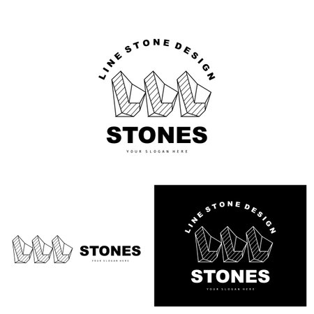 Stone Logo, Vector Stone Modern With Geometry Line Style, Design For Aesthetic Decoration, Brand Modern Product, Simple Icon Abstract Aesthetic Geometry Lineのイラスト素材