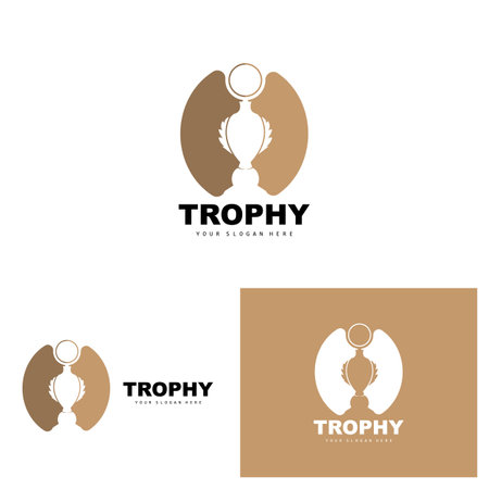 Championship Trophy Logo, Champion Award Winner Trophy Design, Vector Icon Templateのイラスト素材