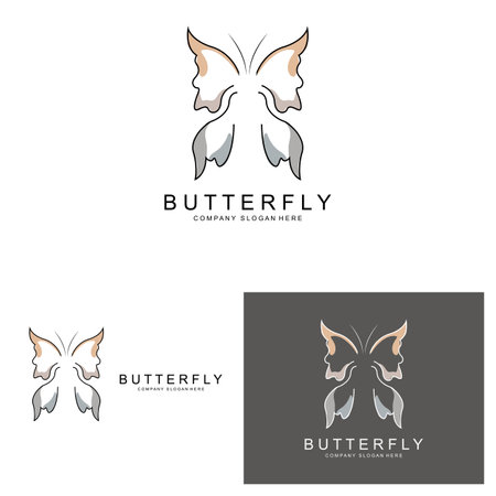 Butterfly Logo Design, Beautiful Flying Animal, Company Brand Icon Illustration, Screen Printing, Salonのイラスト素材