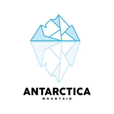 Iceberg Logo, Antarctic Mountains Vector In Ice Blue Color, Nature Design, Product Brand Illustration Template Iconのイラスト素材