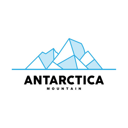 Iceberg Logo, Antarctic Mountains Vector In Ice Blue Color, Nature Design, Product Brand Illustration Template Iconのイラスト素材