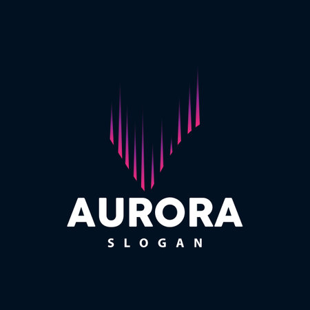 Aurora Logo, Light Wave Vector, Nature Landscape Design, Product Brand Template Illustration Iconのイラスト素材