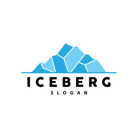 Iceberg Logo, Antarctic Mountains Vector In Ice Blue Color, Nature Design, Product Brand Illustration Template Iconのイラスト素材