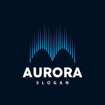 Aurora Logo, Light Wave Vector, Nature Landscape Design, Product Brand Template Illustration Iconのイラスト素材