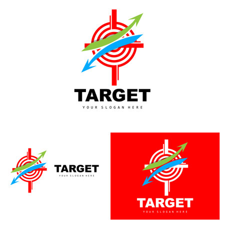 Target Logo, Arrow Shooting Design, Arrow Aim Target Icon Vectorのイラスト素材