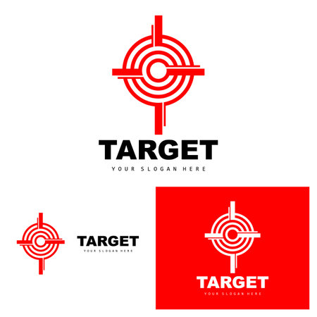 Target Logo, Arrow Shooting Design, Arrow Aim Target Icon Vectorのイラスト素材
