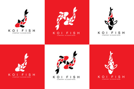 Koi Fish Logo Design, Ornamental Fish Vector, Aquarium Ornament Illustration Brand productのイラスト素材