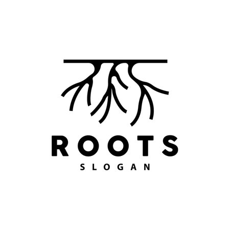 Root Logo, Tree Root Vector, Nature Tree Simple Icon Designのイラスト素材