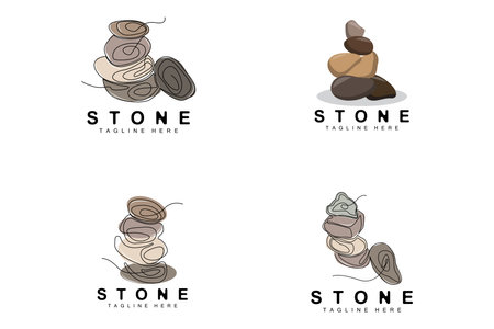 Stone Logo, Vector Stone Modern With Geometry Line Style, Design For Aesthetic Decoration, Brand Modern Product, Simple Icon Abstract Aesthetic Geometry Lineのイラスト素材