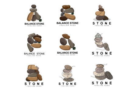 Stone Logo, Vector Stone Modern With Geometry Line Style, Design For Aesthetic Decoration, Brand Modern Product, Simple Icon Abstract Aesthetic Geometry Lineのイラスト素材