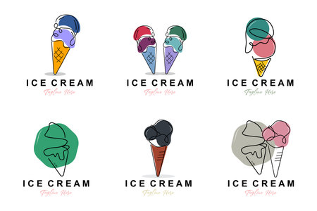 Ice Cream Logo Design, Fresh Sweet Soft Cold Food Illustration, Children's Favorite Vector, Product Brandのイラスト素材