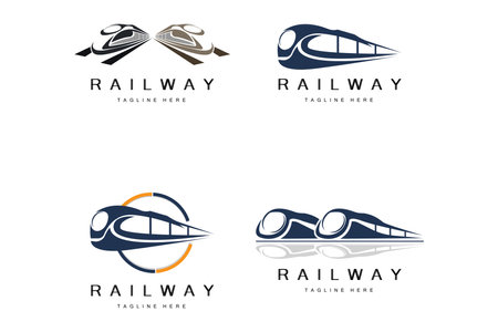 Train Logo Design. Fast Train Track Vector, Fast Transport Vehicle Illustration, Design Fit Locomotive Railroad Company Land Transportation And Fast Deliveryのイラスト素材