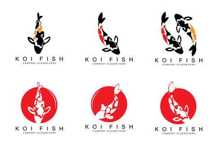 Koi Fish Logo Design, Ornamental Fish Vector, Aquarium Ornament Illustration Brand productのイラスト素材