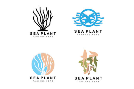Seaweed Logo, Sea Plants Vector Design, Grocery And Nature Protectionのイラスト素材