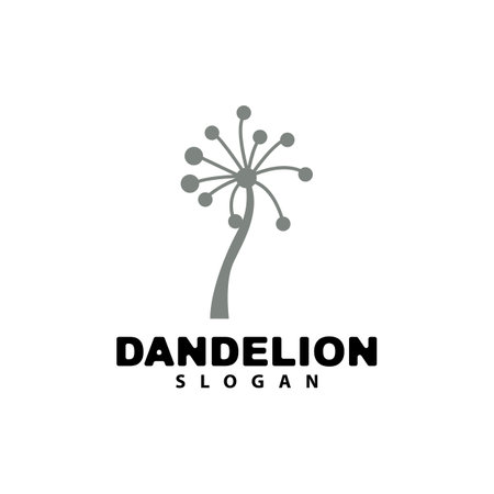 Dandelion Flower Vector, Flower Plant Illustration Icon, Dendelion Logo Simple Designのイラスト素材