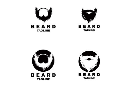 Beard Logo Design, Male Look Hair Vector, Men's Barbershop Style Designのイラスト素材