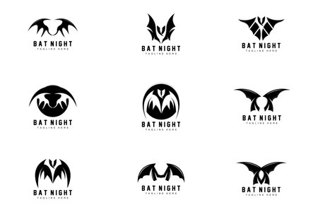 Bat Logo, Night Flying Animal Icon, Company Vector,Halloween Templateのイラスト素材