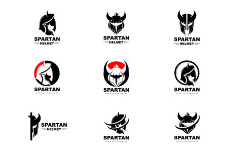 Spartan Logo,Vector Viking, Barbarian, War Helmet Design, Product Brand Illustrationのイラスト素材