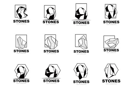 Stone Logo, Vector Stone Modern With Geometry Line Style, Design For Aesthetic Decoration, Brand Modern Product, Simple Icon Abstract Aesthetic Geometry Lineのイラスト素材