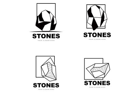Stone Logo, Vector Stone Modern With Geometry Line Style, Design For Aesthetic Decoration, Brand Modern Product, Simple Icon Abstract Aesthetic Geometry Lineのイラスト素材