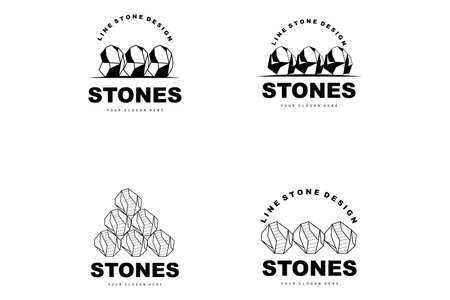 Stone Logo, Vector Stone Modern With Geometry Line Style, Design For Aesthetic Decoration, Brand Modern Product, Simple Icon Abstract Aesthetic Geometry Lineのイラスト素材