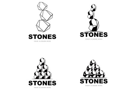 Stone Logo, Vector Stone Modern With Geometry Line Style, Design For Aesthetic Decoration, Brand Modern Product, Simple Icon Abstract Aesthetic Geometry Lineのイラスト素材