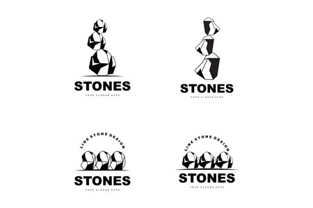 Stone Logo, Vector Stone Modern With Geometry Line Style, Design For Aesthetic Decoration, Brand Modern Product, Simple Icon Abstract Aesthetic Geometry Lineのイラスト素材
