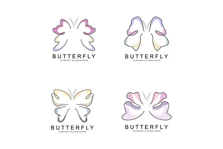 Butterfly Logo Design, Beautiful Flying Animal, Company Brand Icon Illustration, Screen Printing, Salonのイラスト素材