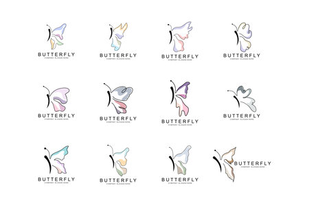 Butterfly Logo Design, Beautiful Flying Animal, Company Brand Icon Illustration, Screen Printing, Salonのイラスト素材